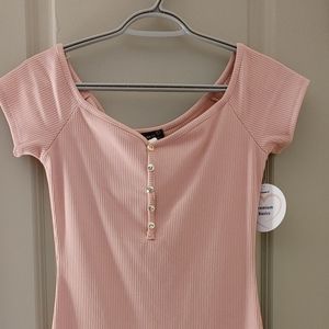 Pink mini dress with buttons